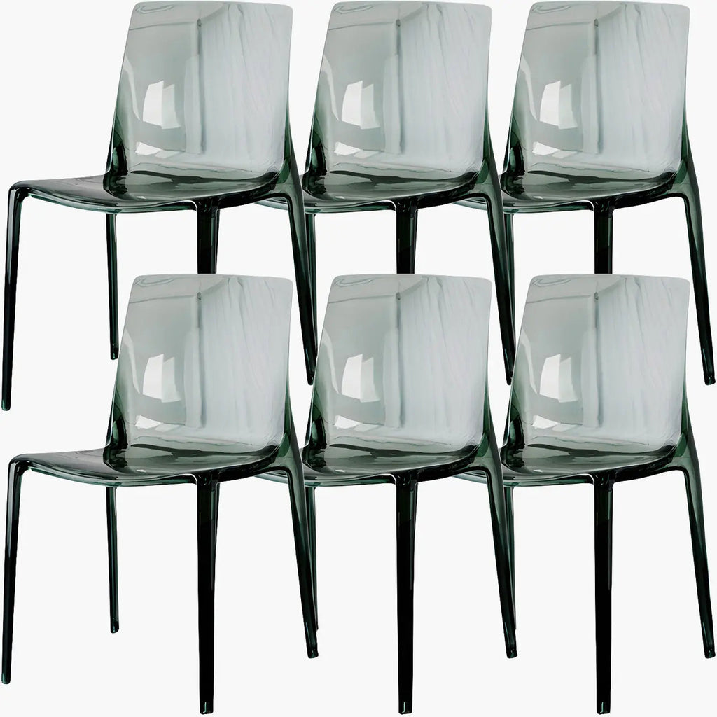 Chaise de salle à manger sans accoudoirs à dossier bas en acrylique ambre