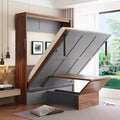 Lit escamotable pleine grandeur, lit mural en bois pleine armoire avec bureau pliable, lit mural pliant pour chambre d'amis/bureau