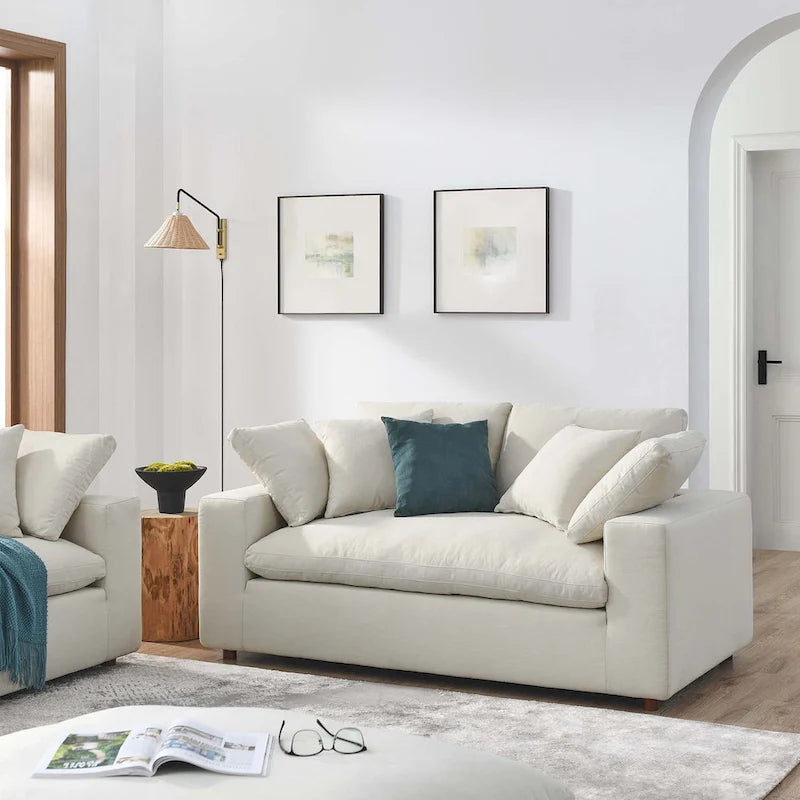 Down Filled Overstuffed Loveseat