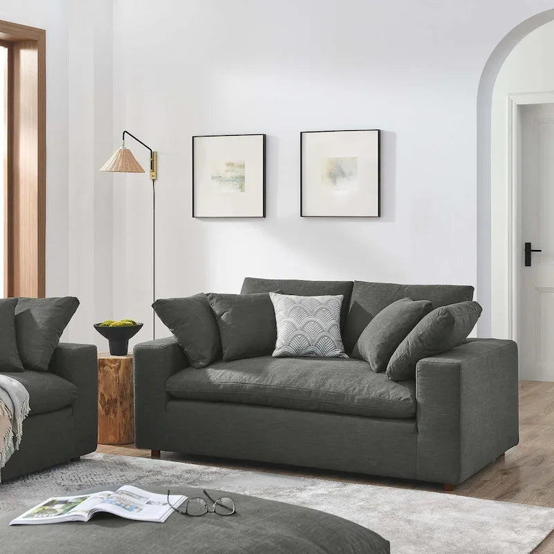 Down Filled Overstuffed Loveseat