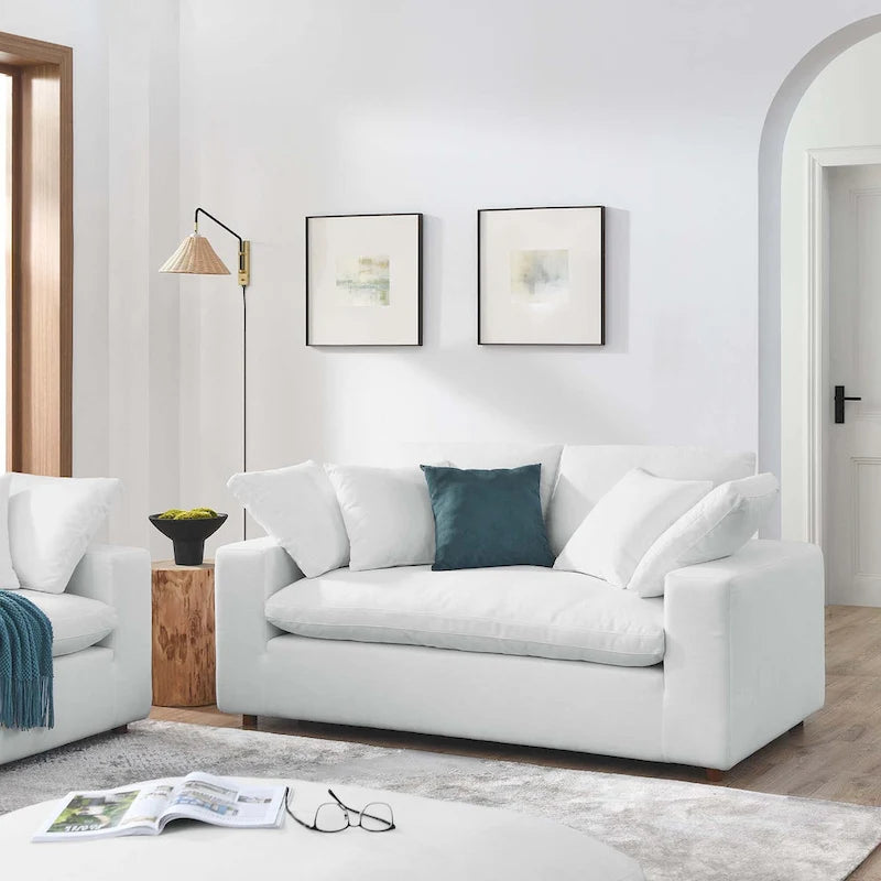 Down Filled Overstuffed Loveseat