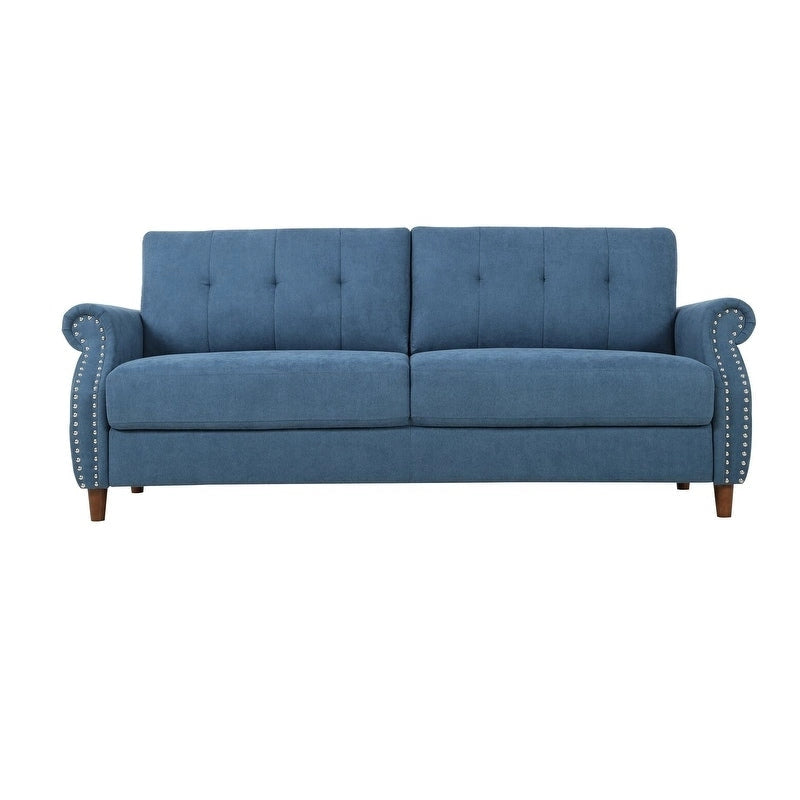 Transitional Tufted Sofa with Nail Head Trim and Bun Feet