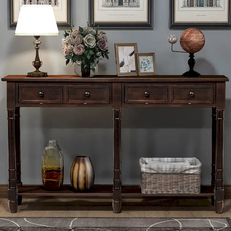 Console Table Sofa Table with Two Storage Drawers