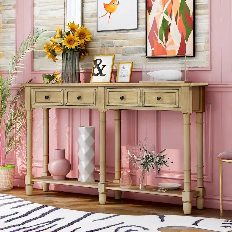 Console Table Sofa Table with Two Storage Drawers