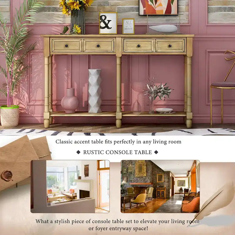 Console Table Sofa Table with Two Storage Drawers