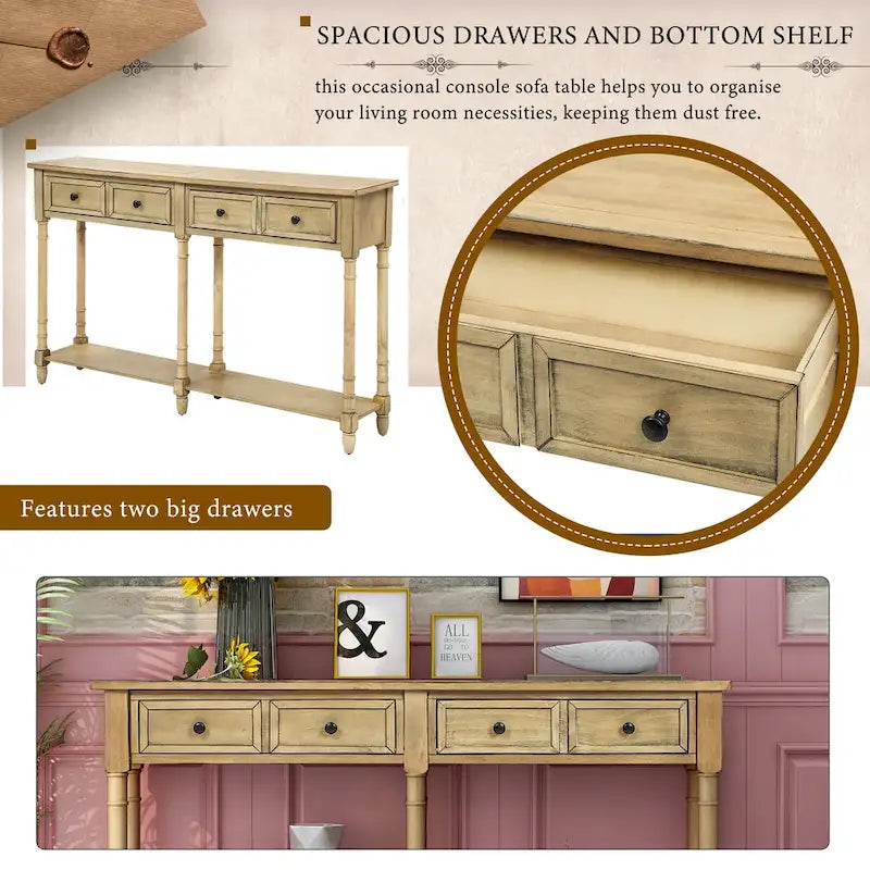 Console Table Sofa Table with Two Storage Drawers