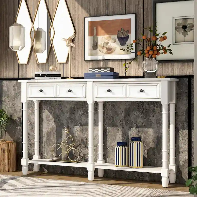 Console Table Sofa Table with Two Storage Drawers