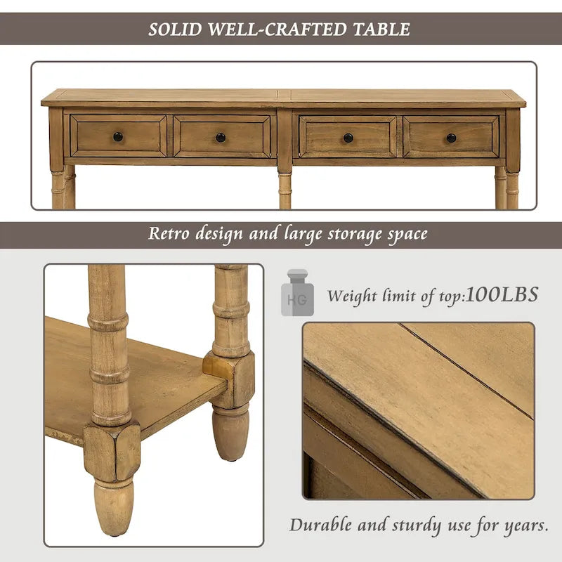 Console Table Sofa Table with Two Storage Drawers