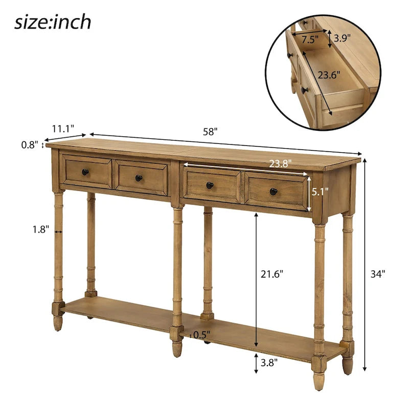 Console Table Sofa Table with Two Storage Drawers