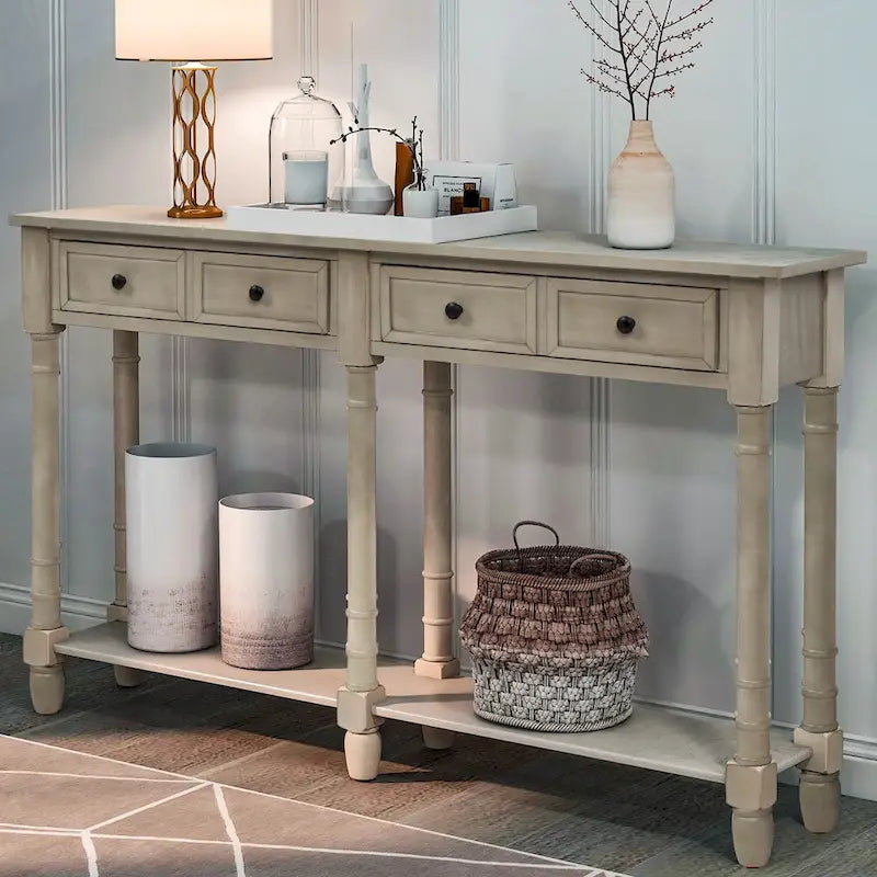 Console Table Sofa Table with Two Storage Drawers