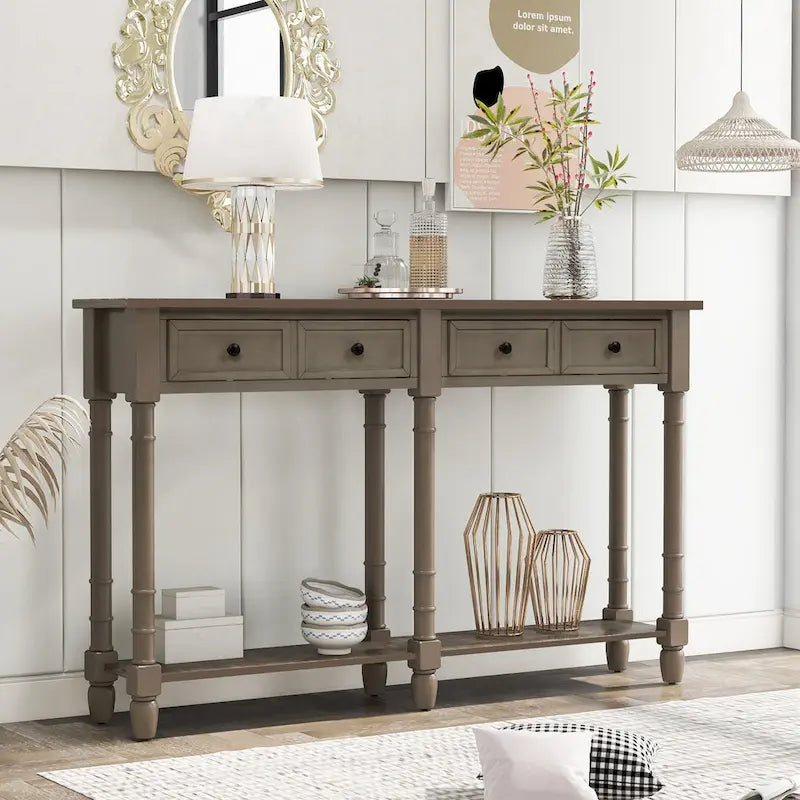 Console Table Sofa Table with Two Storage Drawers