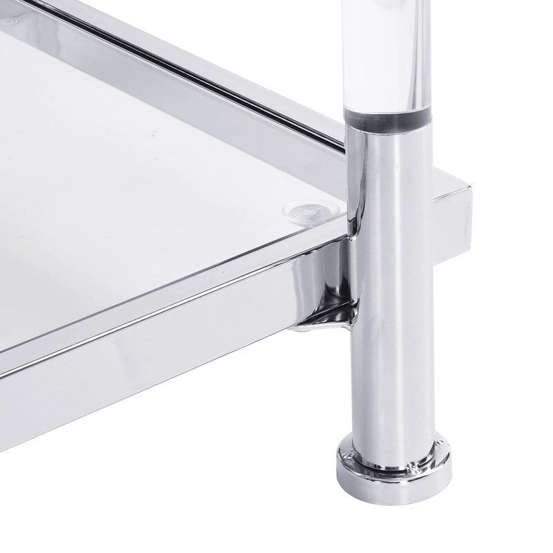 Modern 2-Tier Tempered Glass Console Table with Steel and Acrylic Frame
