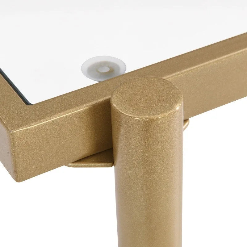 Modern 2-Tier Tempered Glass Console Table with Steel and Acrylic Frame
