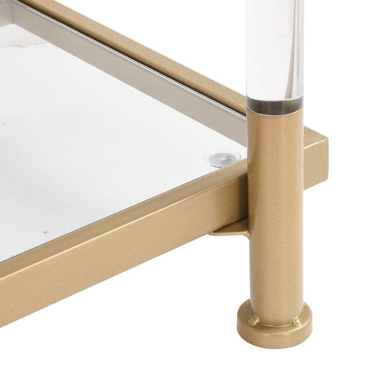 Modern 2-Tier Tempered Glass Console Table with Steel and Acrylic Frame