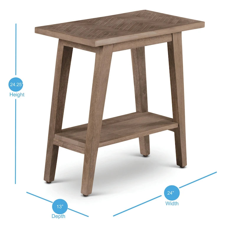 Solid Mango Wood Chairside Side Table