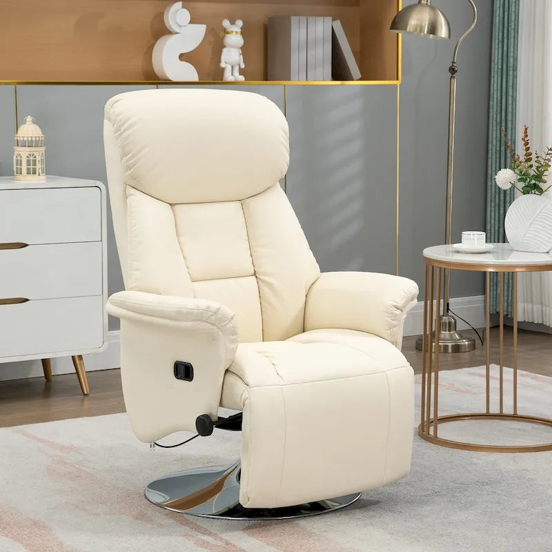 Manual Recliner Chair with Adjustable Swivel and Footrest