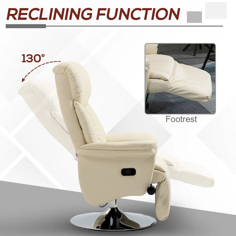 Manual Recliner Chair with Adjustable Swivel and Footrest