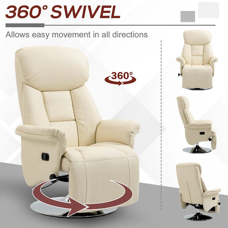 Manual Recliner Chair with Adjustable Swivel and Footrest
