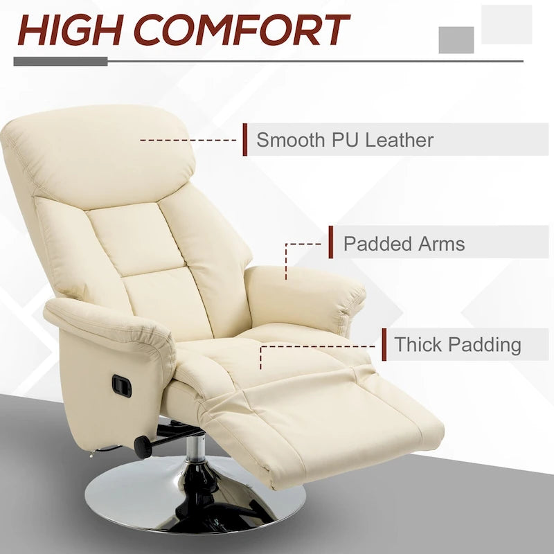 Manual Recliner Chair with Adjustable Swivel and Footrest