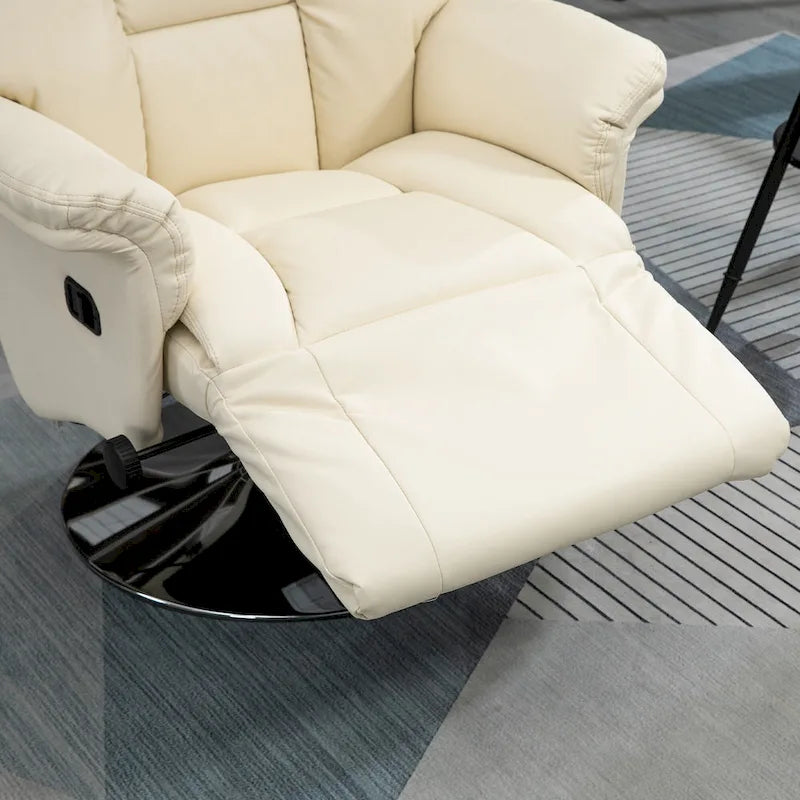 Manual Recliner Chair with Adjustable Swivel and Footrest