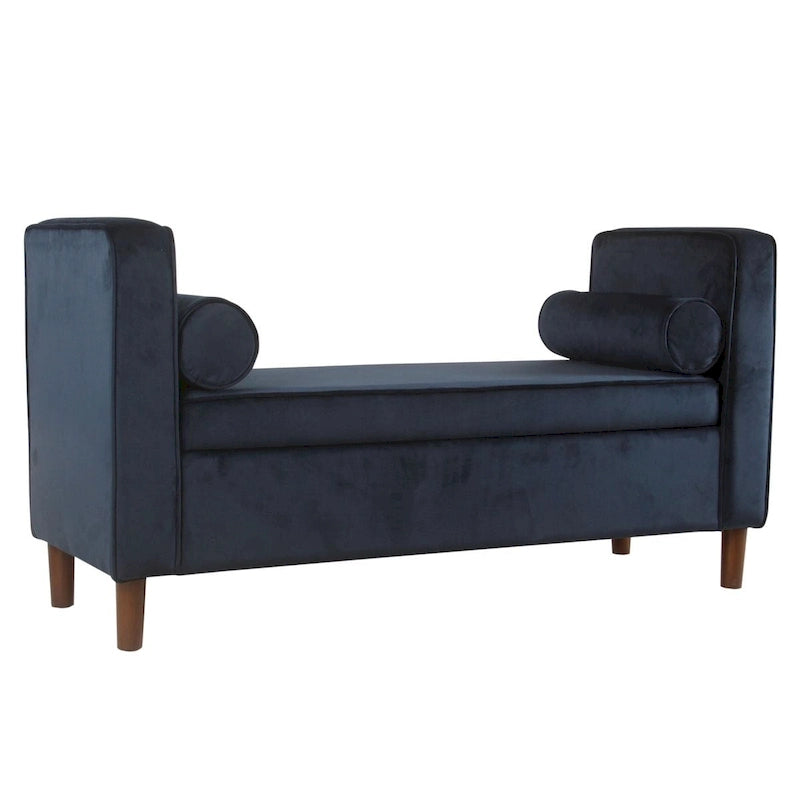 Velvet Storage Bench - Dark Navy