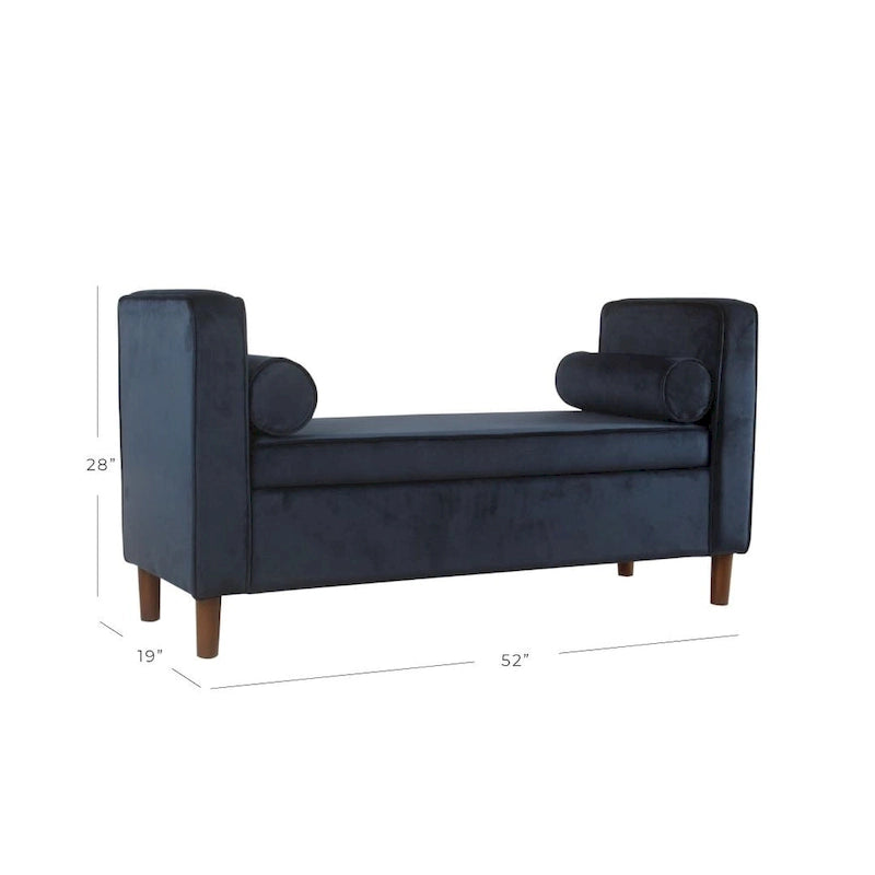 Velvet Storage Bench - Dark Navy