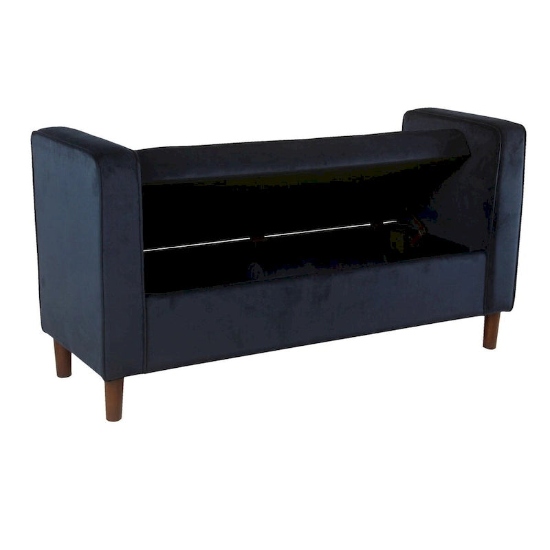 Velvet Storage Bench - Dark Navy