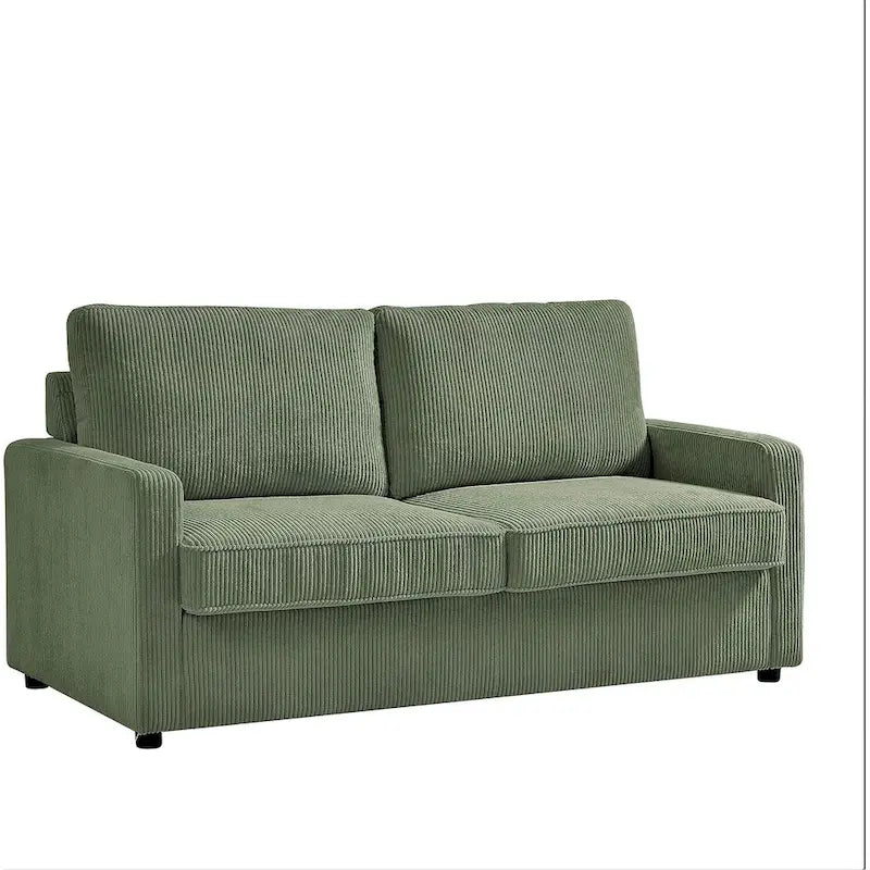 Manchester Corduroy 70 inch Square Arms Sleeper Sofa with Mattress