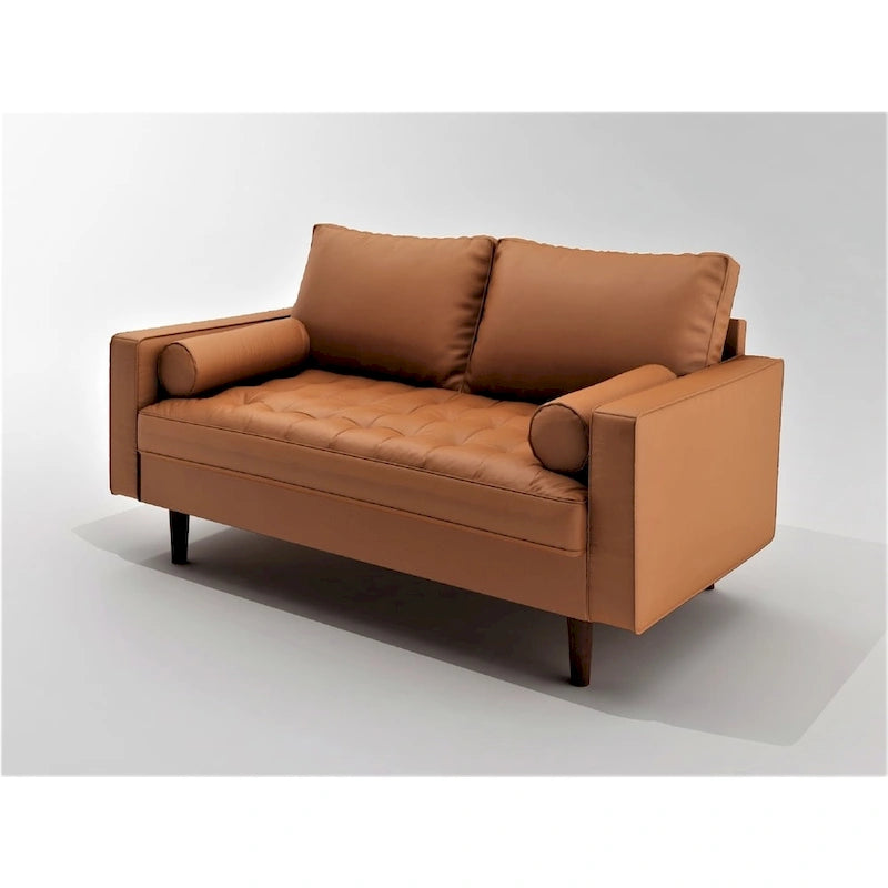 Faux Leather Mid-Century Modern Loveseat