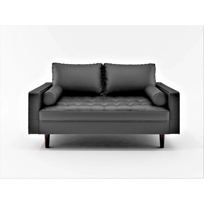 Faux Leather Mid-Century Modern Loveseat