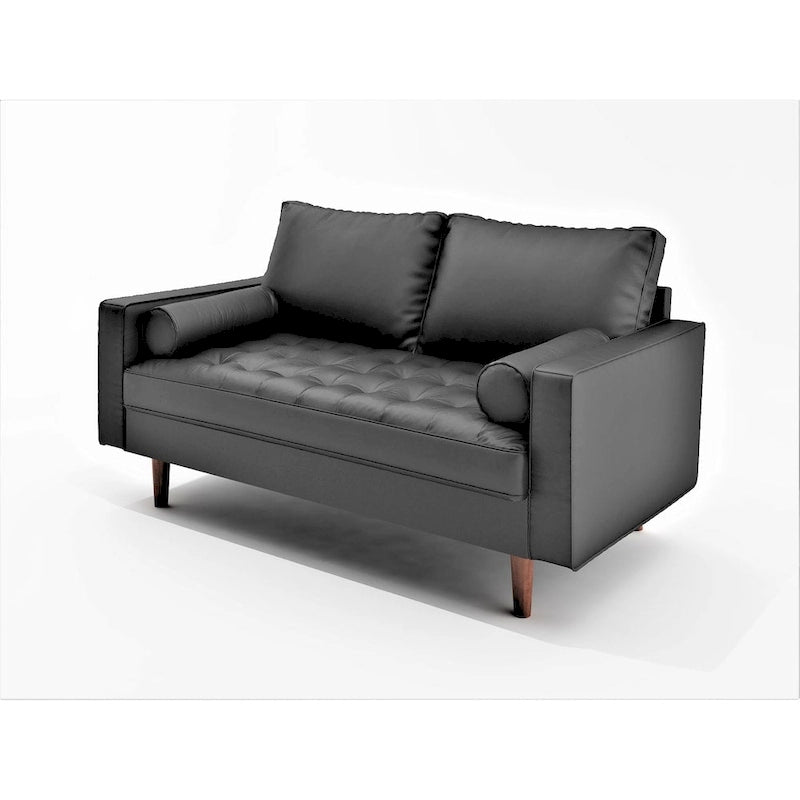Faux Leather Mid-Century Modern Loveseat