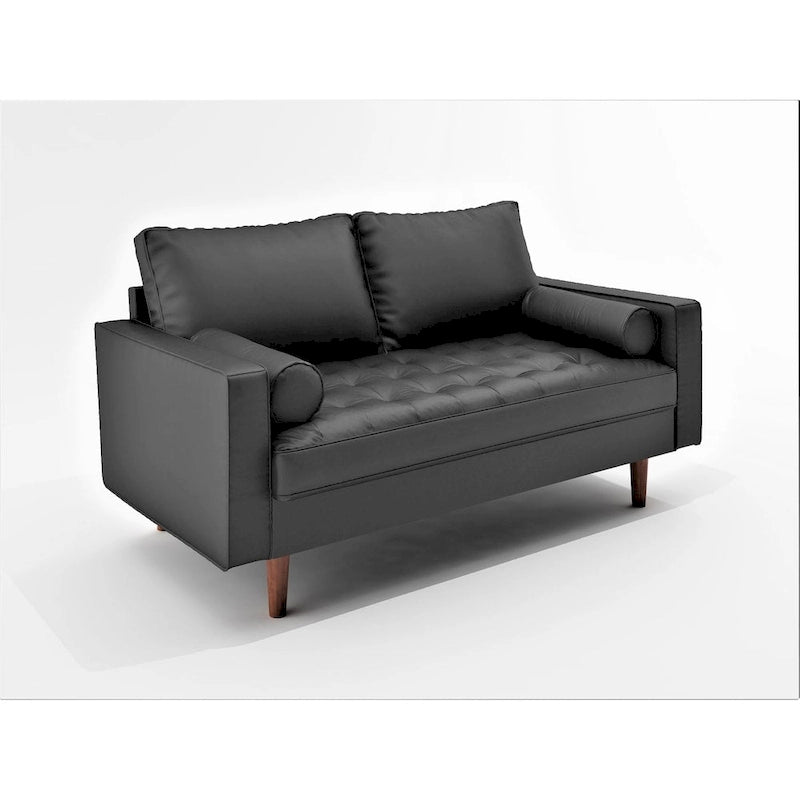 Faux Leather Mid-Century Modern Loveseat