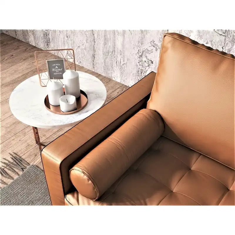 Faux Leather Mid-Century Modern Loveseat