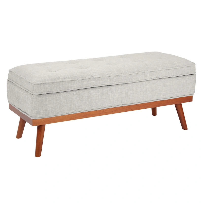 Mid-Century Storage Bench with Nail-Head Accents
