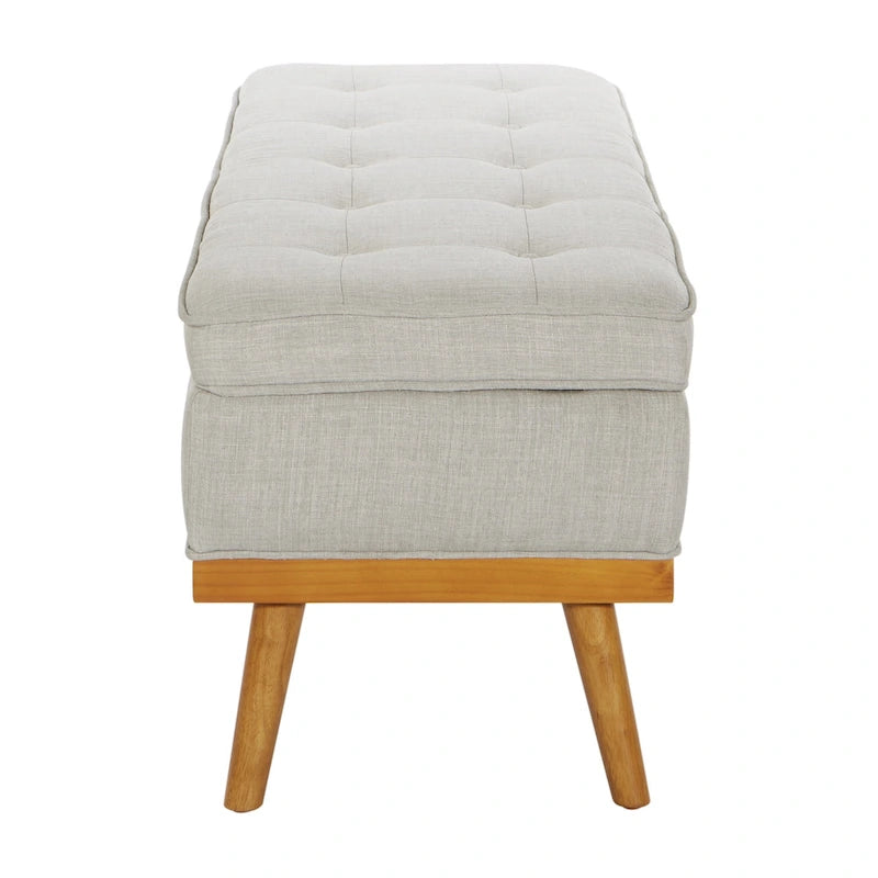 Mid-Century Storage Bench with Nail-Head Accents