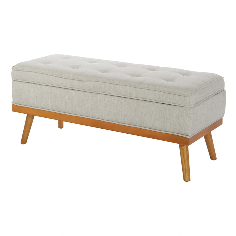 Mid-Century Storage Bench with Nail-Head Accents