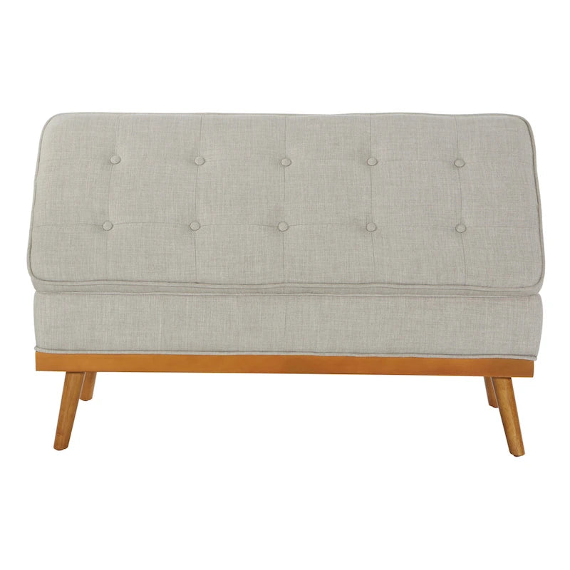 Mid-Century Storage Bench with Nail-Head Accents