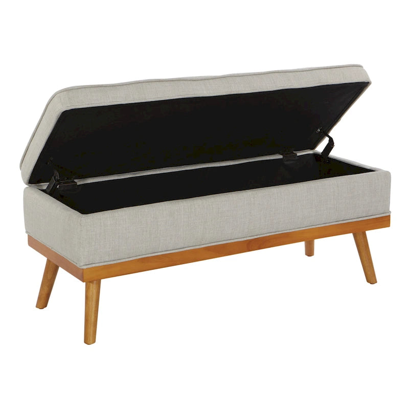 Mid-Century Storage Bench with Nail-Head Accents