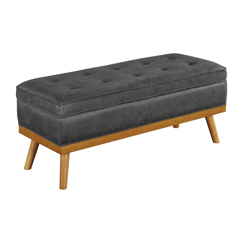 Mid-Century Storage Bench with Nail-Head Accents