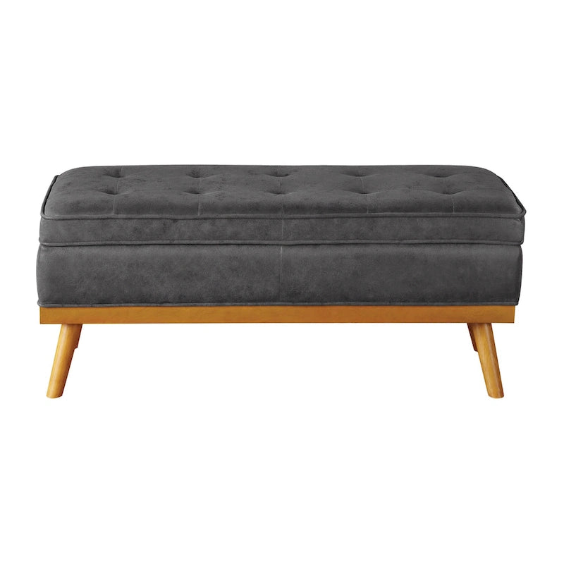 Mid-Century Storage Bench with Nail-Head Accents