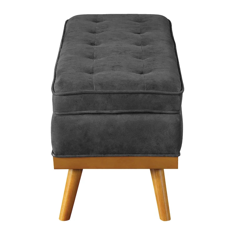 Mid-Century Storage Bench with Nail-Head Accents