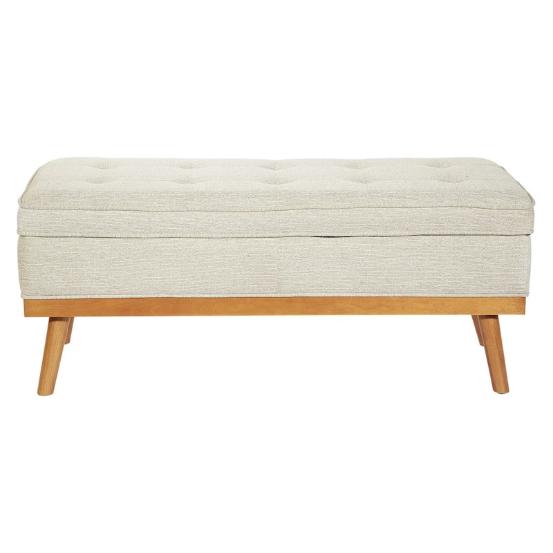 Mid-Century Storage Bench with Nail-Head Accents
