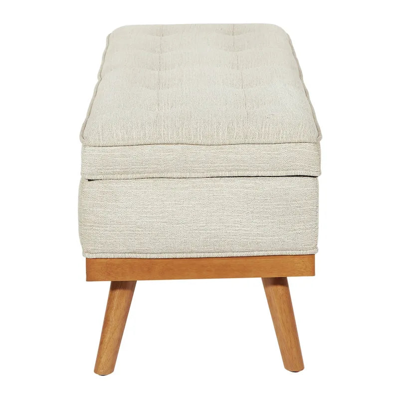 Mid-Century Storage Bench with Nail-Head Accents