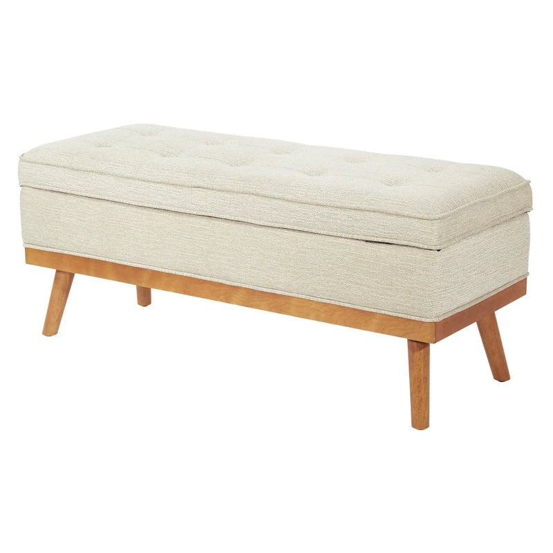 Mid-Century Storage Bench with Nail-Head Accents