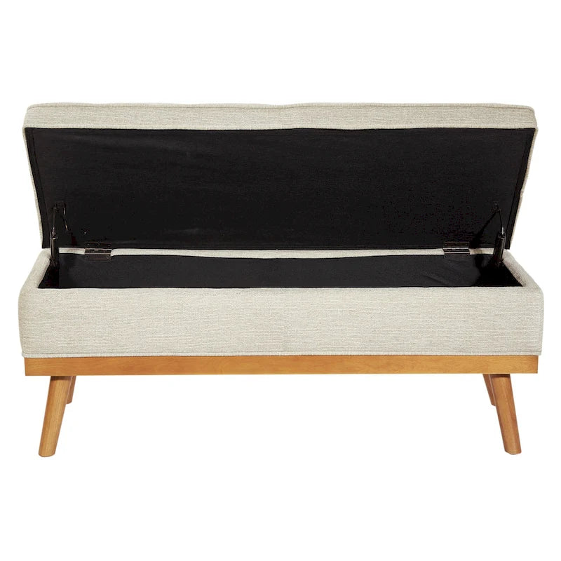 Mid-Century Storage Bench with Nail-Head Accents