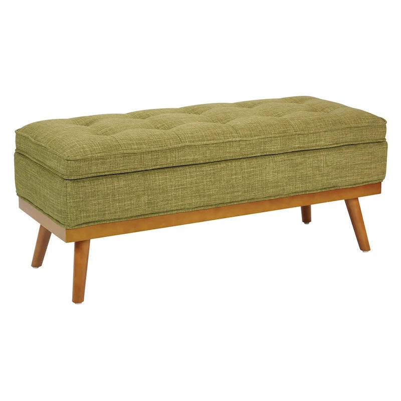 Mid-Century Storage Bench with Nail-Head Accents