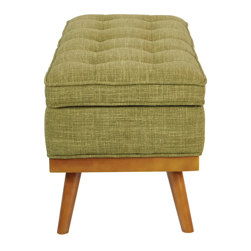 Mid-Century Storage Bench with Nail-Head Accents