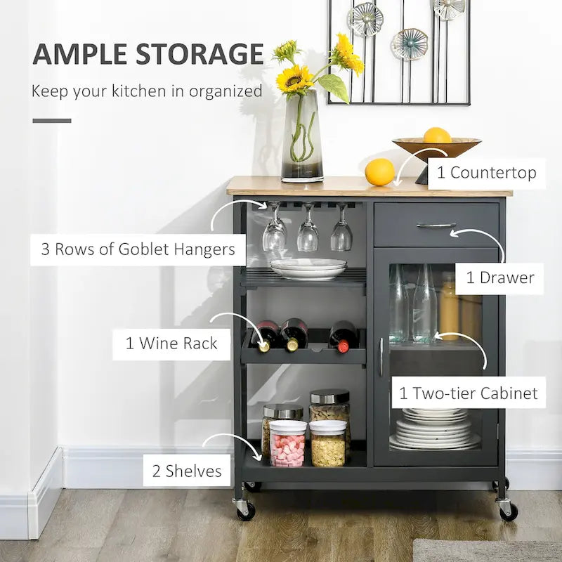 Utility Kitchen Cart, Rolling Kitchen Island Storage Trolley