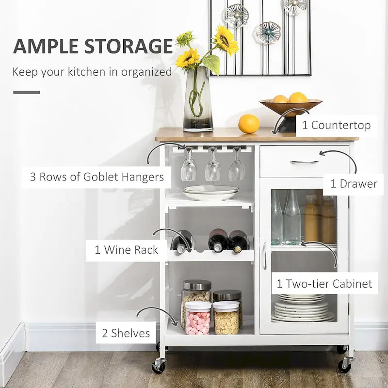 Utility Kitchen Cart, Rolling Kitchen Island Storage Trolley
