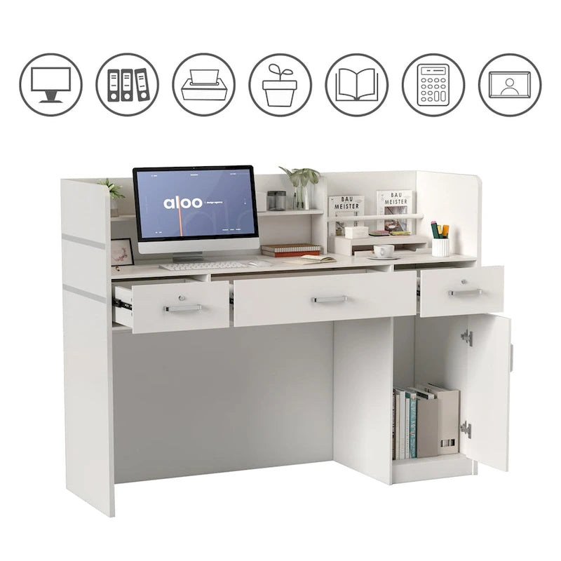 3-Drawer Reception Desk Reception Table Computer Writing Desk Working